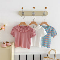 Load image into Gallery viewer, Baby Kid Girls Solid Color Striped Tops Wholesale 25050885
