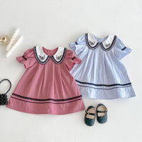 Load image into Gallery viewer, Baby Kid Girls Color-blocking Embroidered Dresses Wholesale 25050887

