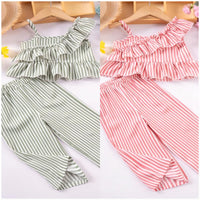 Load image into Gallery viewer, 2 Pieces Set Baby Kid Girls Striped Tank Tops And Pants Wholesale 25060402
