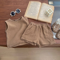 Load image into Gallery viewer, 2 Pieces Set Baby Kid Boys Solid Color Tank Tops And Shorts Wholesale 250604103
