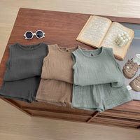 Load image into Gallery viewer, 2 Pieces Set Baby Kid Boys Solid Color Tank Tops And Shorts Wholesale 250604103
