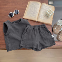 Load image into Gallery viewer, 2 Pieces Set Baby Kid Boys Solid Color Tank Tops And Shorts Wholesale 250604103
