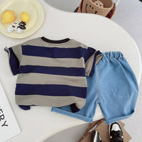 Load image into Gallery viewer, 2 Pieces Set Baby Kid Boys Striped T-Shirts And Shorts Wholesale 250604105
