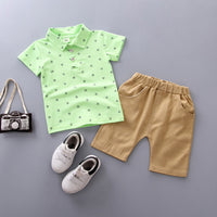 Load image into Gallery viewer, 2 Pieces Set Baby Kid Boys Print Polo Shirts And Solid Color Shorts Wholesale 250604106

