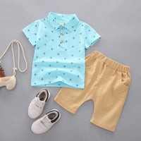 Load image into Gallery viewer, 2 Pieces Set Baby Kid Boys Print Polo Shirts And Solid Color Shorts Wholesale 250604106
