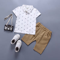 Load image into Gallery viewer, 2 Pieces Set Baby Kid Boys Print Polo Shirts And Solid Color Shorts Wholesale 250604106
