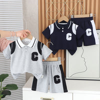 Load image into Gallery viewer, 2 Pieces Set Baby Kid Boys Color-blocking Alphabet Tops And Shorts Wholesale 250604109
