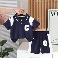 Load image into Gallery viewer, 2 Pieces Set Baby Kid Boys Color-blocking Alphabet Tops And Shorts Wholesale 250604109

