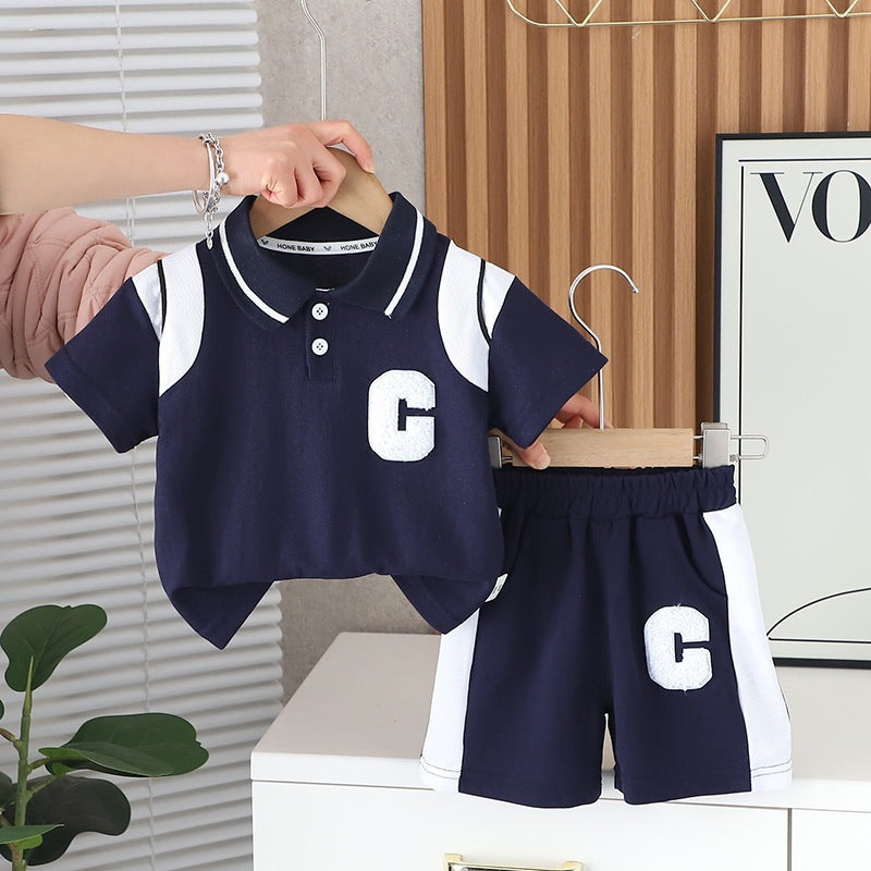 2 Pieces Set Baby Kid Boys Color-blocking Alphabet Tops And Shorts Wholesale 250604109