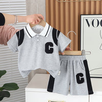 Load image into Gallery viewer, 2 Pieces Set Baby Kid Boys Color-blocking Alphabet Tops And Shorts Wholesale 250604109
