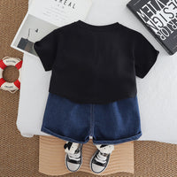 Load image into Gallery viewer, 2 Pieces Set Baby Kid Boys Letters Cartoon T-Shirts And Solid Color Shorts Wholesale 250604110
