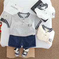 Load image into Gallery viewer, 2 Pieces Set Baby Kid Boys Solid Color Tops And Shorts Wholesale 250604112
