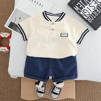 Load image into Gallery viewer, 2 Pieces Set Baby Kid Boys Solid Color Tops And Shorts Wholesale 250604112
