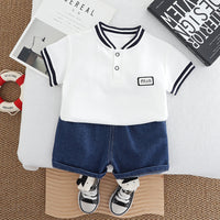 Load image into Gallery viewer, 2 Pieces Set Baby Kid Boys Solid Color Tops And Shorts Wholesale 250604112
