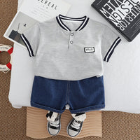 Load image into Gallery viewer, 2 Pieces Set Baby Kid Boys Solid Color Tops And Shorts Wholesale 250604112
