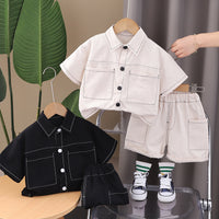 Load image into Gallery viewer, 2 Pieces Set Baby Kid Boys Solid Color Tops And Shorts Wholesale 250604114
