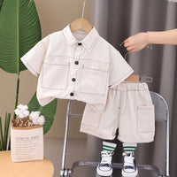 Load image into Gallery viewer, 2 Pieces Set Baby Kid Boys Solid Color Tops And Shorts Wholesale 250604114
