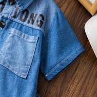 Load image into Gallery viewer, 2 Pieces Set Baby Kid Boys Letters Shirts And Solid Color Shorts Wholesale 250604115
