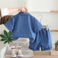 Load image into Gallery viewer, 2 Pieces Set Baby Kid Boys Letters Shirts And Solid Color Shorts Wholesale 250604115

