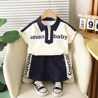 Load image into Gallery viewer, 2 Pieces Set Baby Kid Boys Letters Color-blocking Tops And Shorts Wholesale 250604117
