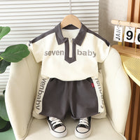 Load image into Gallery viewer, 2 Pieces Set Baby Kid Boys Letters Color-blocking Tops And Shorts Wholesale 250604117
