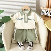 Load image into Gallery viewer, 2 Pieces Set Baby Kid Boys Letters Color-blocking Tops And Shorts Wholesale 250604117
