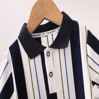Load image into Gallery viewer, 2 Pieces Set Baby Kid Boys Striped Tops And Solid Color Shorts Wholesale 250604120
