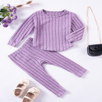 Load image into Gallery viewer, 2 Pieces Set Baby Kid Girls Boys Solid Color Tops And Pants Wholesale 25060416
