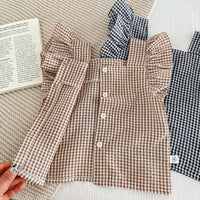 Load image into Gallery viewer, 2 Pieces Set Baby Kid Girls Checked Tank Tops And Shorts Wholesale 25060423
