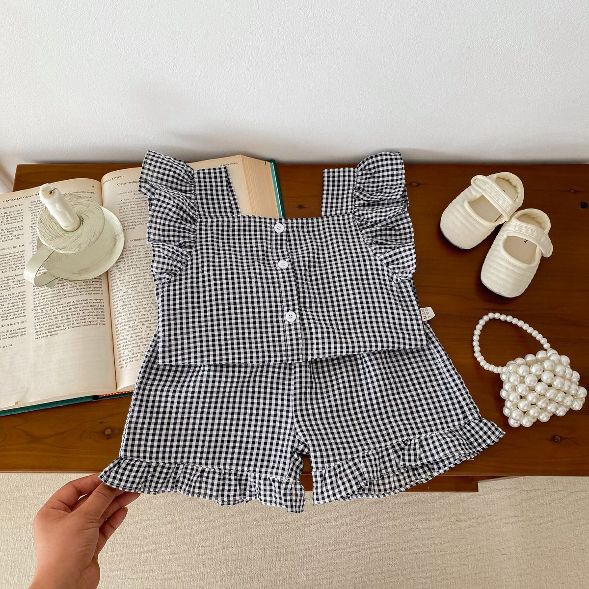 2 Pieces Set Baby Kid Girls Checked Tank Tops And Shorts Wholesale 25060423