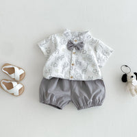 Load image into Gallery viewer, 2 Pieces Set Baby Boys Cartoon T-Shirts And Solid Color Shorts Wholesale 25060429
