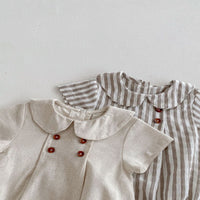 Load image into Gallery viewer, Baby Girls Solid Color Striped Rompers Wholesale 25060434
