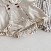 Load image into Gallery viewer, Baby Girls Solid Color Striped Rompers Wholesale 25060434
