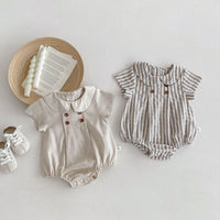 Load image into Gallery viewer, Baby Girls Solid Color Striped Rompers Wholesale 25060434
