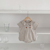 Load image into Gallery viewer, Baby Girls Solid Color Striped Rompers Wholesale 25060434
