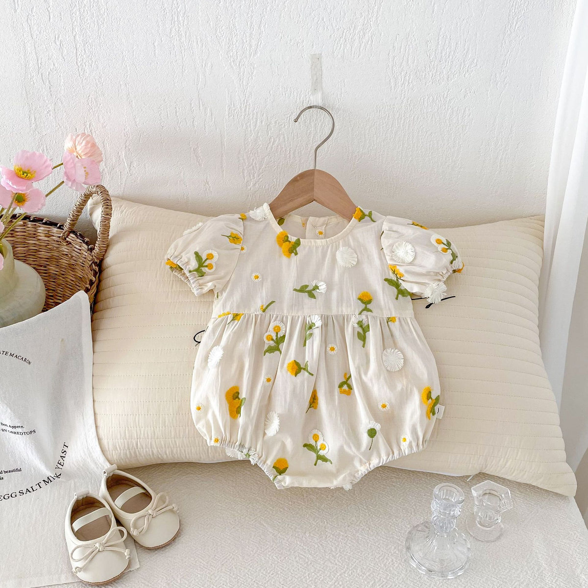 Baby Girls Flower Embroidered Rompers Wholesale 25060438