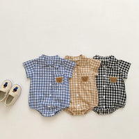 Load image into Gallery viewer, Baby Boys Checked Cartoon Rompers Wholesale 25060441

