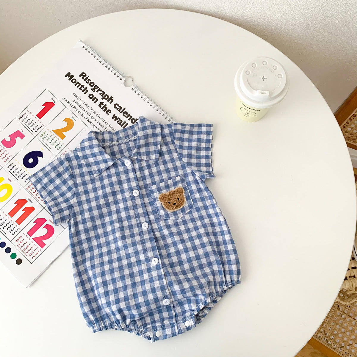 Baby Boys Checked Cartoon Rompers Wholesale 25060441