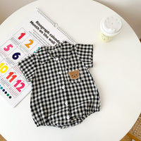 Load image into Gallery viewer, Baby Boys Checked Cartoon Rompers Wholesale 25060441
