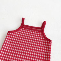 Load image into Gallery viewer, 2 Pieces Set Baby Kid Girls Checked Tank Tops Solid Color And Flower Shorts Wholesale 25060443
