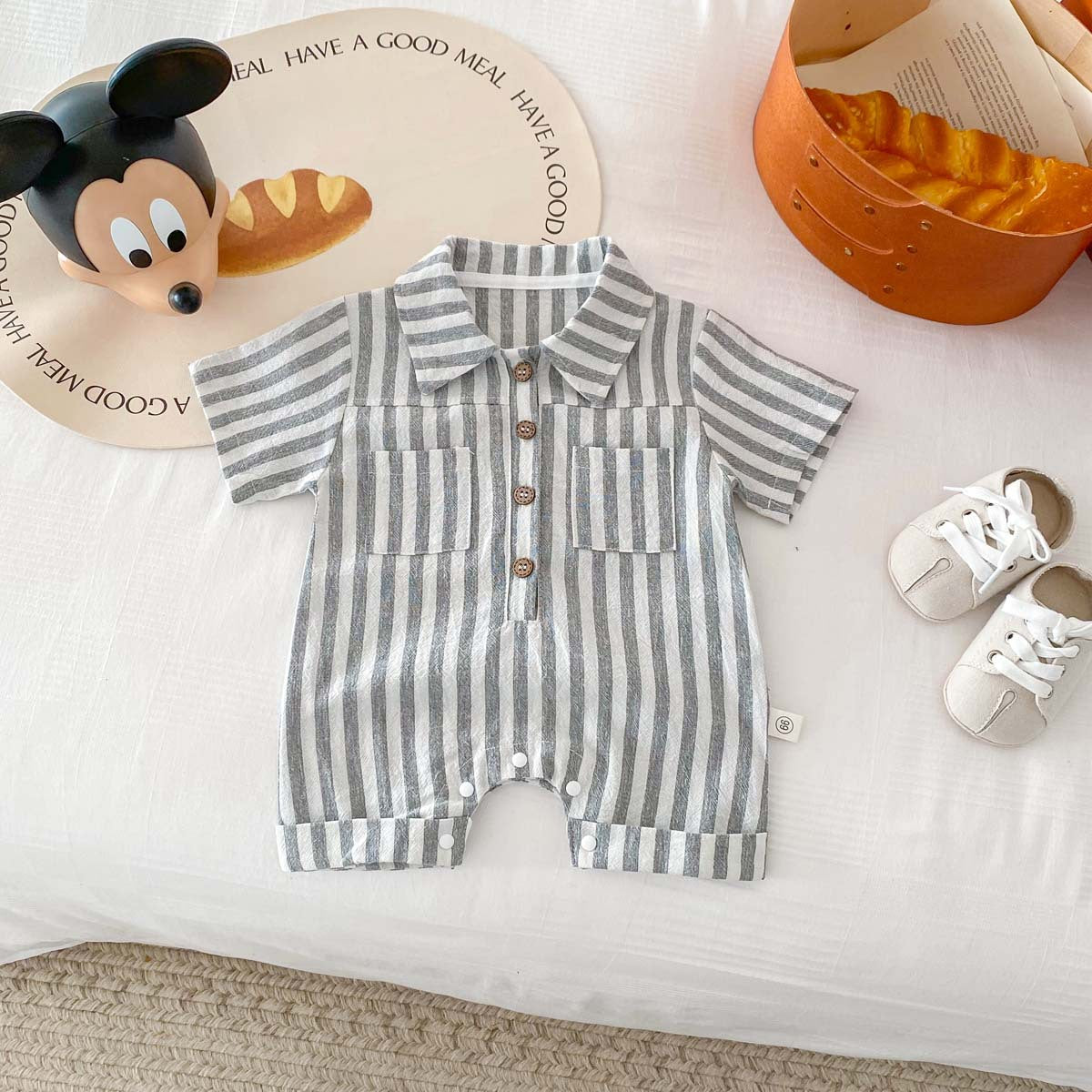 Baby Boys Striped Rompers Wholesale 25060448