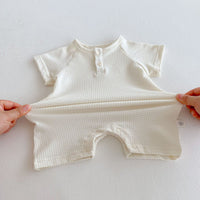 Load image into Gallery viewer, Baby Girls Boys Solid Color Muslin&amp;Ribbed Rompers Wholesale 25060451
