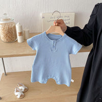 Load image into Gallery viewer, Baby Girls Boys Solid Color Muslin&amp;Ribbed Rompers Wholesale 25060451
