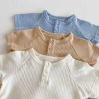 Load image into Gallery viewer, Baby Girls Boys Solid Color Muslin&amp;Ribbed Rompers Wholesale 25060451
