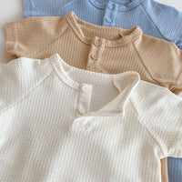 Load image into Gallery viewer, Baby Girls Boys Solid Color Muslin&amp;Ribbed Rompers Wholesale 25060451
