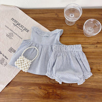 Load image into Gallery viewer, 2 Pieces Set Baby Girls Striped Tank Tops And Shorts Wholesale 25060454
