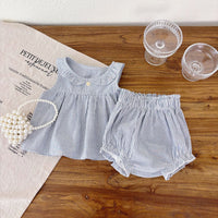 Load image into Gallery viewer, 2 Pieces Set Baby Girls Striped Tank Tops And Shorts Wholesale 25060454
