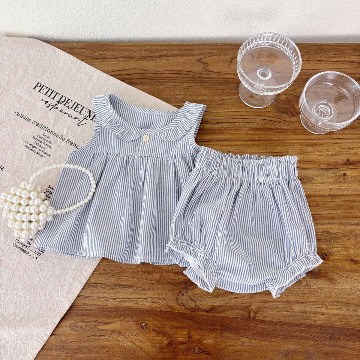 2 Pieces Set Baby Girls Striped Tank Tops And Shorts Wholesale 25060454