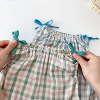 Load image into Gallery viewer, 2 Pieces Set Baby Girls Color-blocking Checked Tank Tops And Shorts Wholesale 25060456
