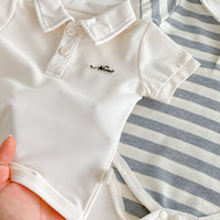 Load image into Gallery viewer, Baby Boys Solid Color Striped Color-blocking Rompers Wholesale 25060457
